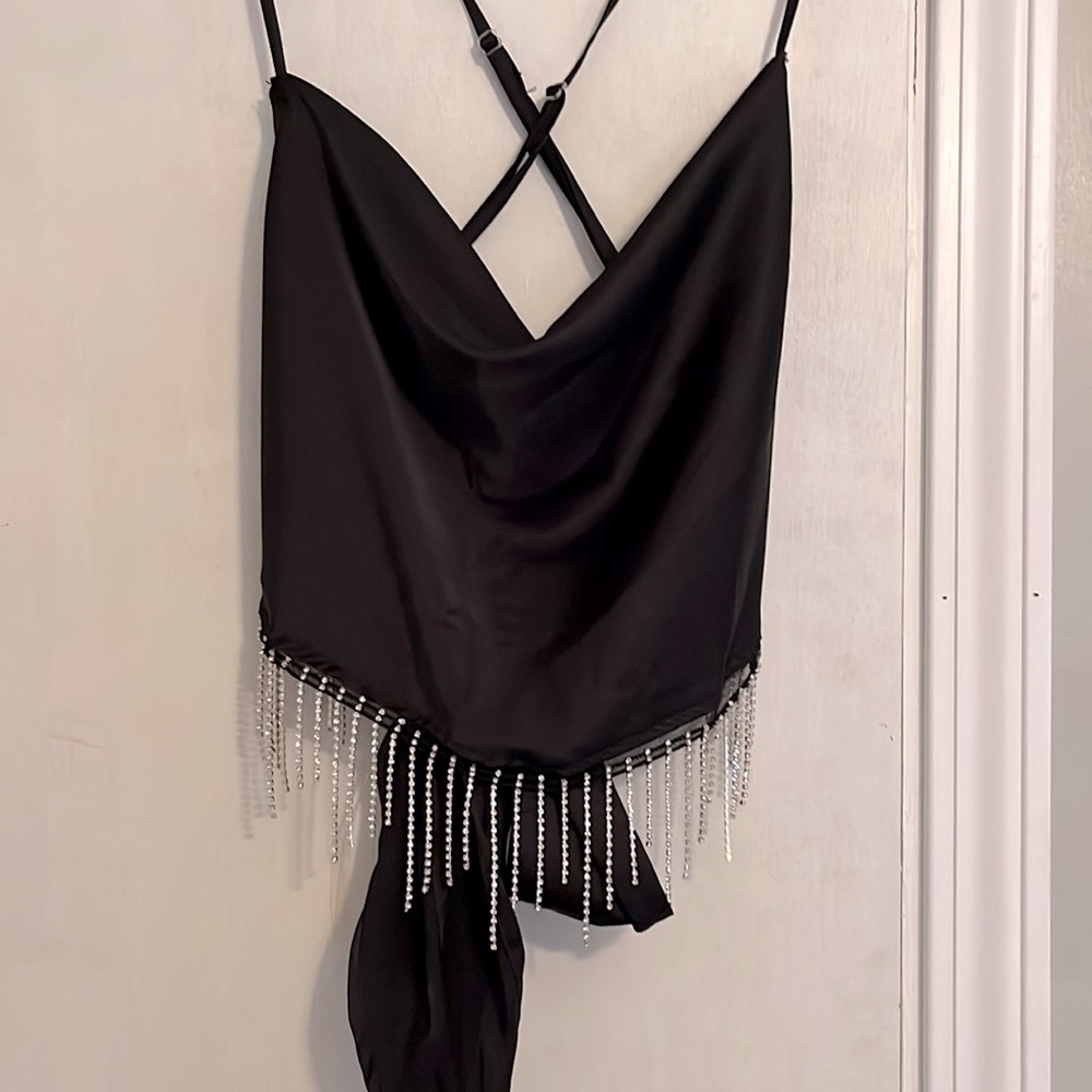 Silk shirt w/ rhinestone detailing NWT